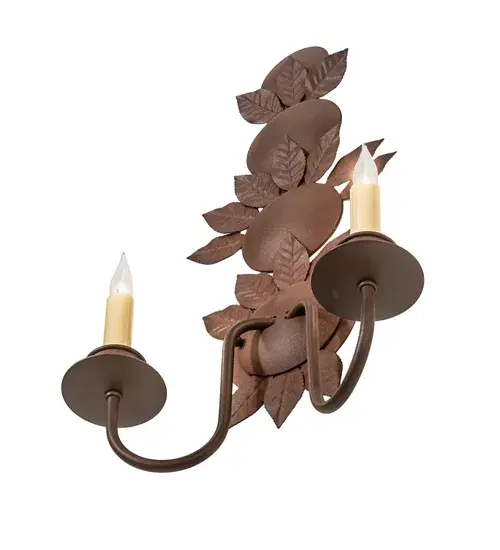 12" Wide Tole Leaf 2 Light Wall Sconce - Image 6