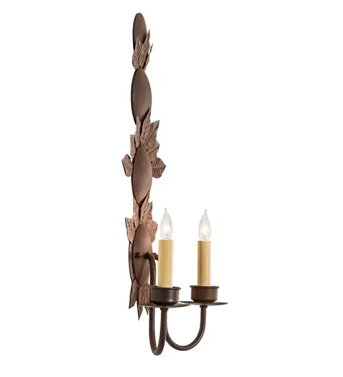 12" Wide Tole Leaf 2 Light Wall Sconce - Image 7