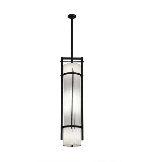 For a unique transitional look; our Cilindro Kenzo combines a Whitestone Idalight diffuser with matching hardware hand finished in Black. Its classic frame and design hints at motifs inspired by contemporary and eastern influences. It is engineered with special ballasts that can be dimmed to 5% of full power. Custom colors; styles and sizes offered. The fixture is custom crafted in our manufacturing facilities in Upstate New York. UL and cUL listed for dry and damp locations. - alternate view