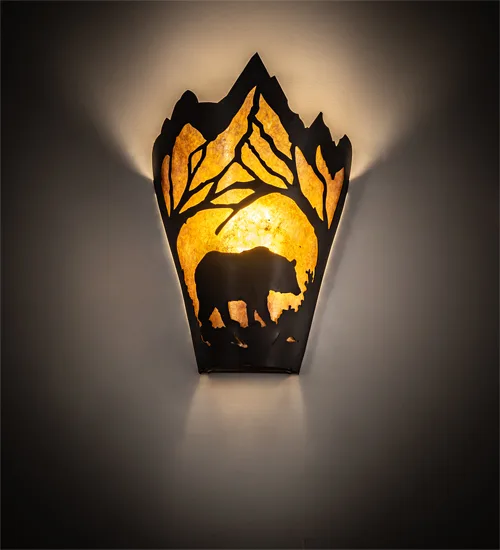 8" Wide Bear at Dawn Right Wall Sconce