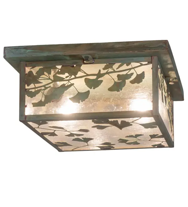 This fixture is made from Brass and Glass. The brass components are in Verde Brass. The lens is Clear Seeded Glass. This fixture is UL rated for wet locations. Collection: Hyde Park Finish: Verde Brass Glass: Clear Seeded Width: 19.75" Height: 6.50" Length: 14.00" Weight: 10.50 lb Number of Bulbs: 2 Maximum Wattage: 60.00 W Bulb Type: A19 Bulb Base: E26 Material: Brass Country of Origin: USA Safety Rating: Wet