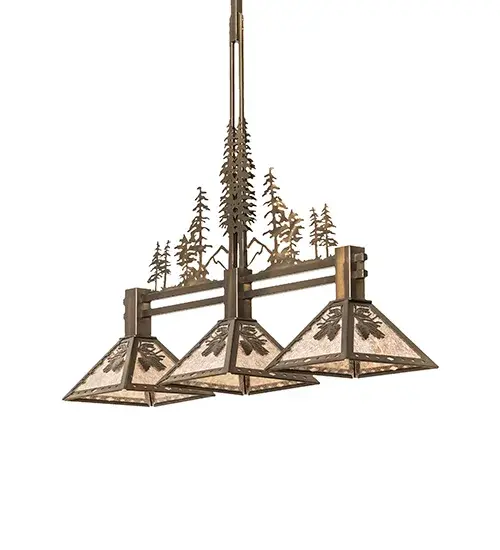 45" Long Winter Pine Tall Pines 3 Light Island Pendant - Image 3