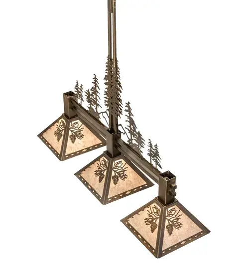 45" Long Winter Pine Tall Pines 3 Light Island Pendant - Image 4