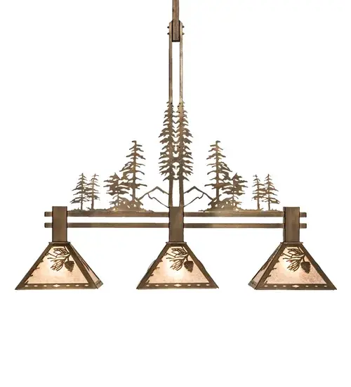 45" Long Winter Pine Tall Pines 3 Light Island Pendant - Image 5