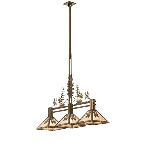 45" Long Winter Pine Tall Pines 3 Light Island Pendant - Image 10