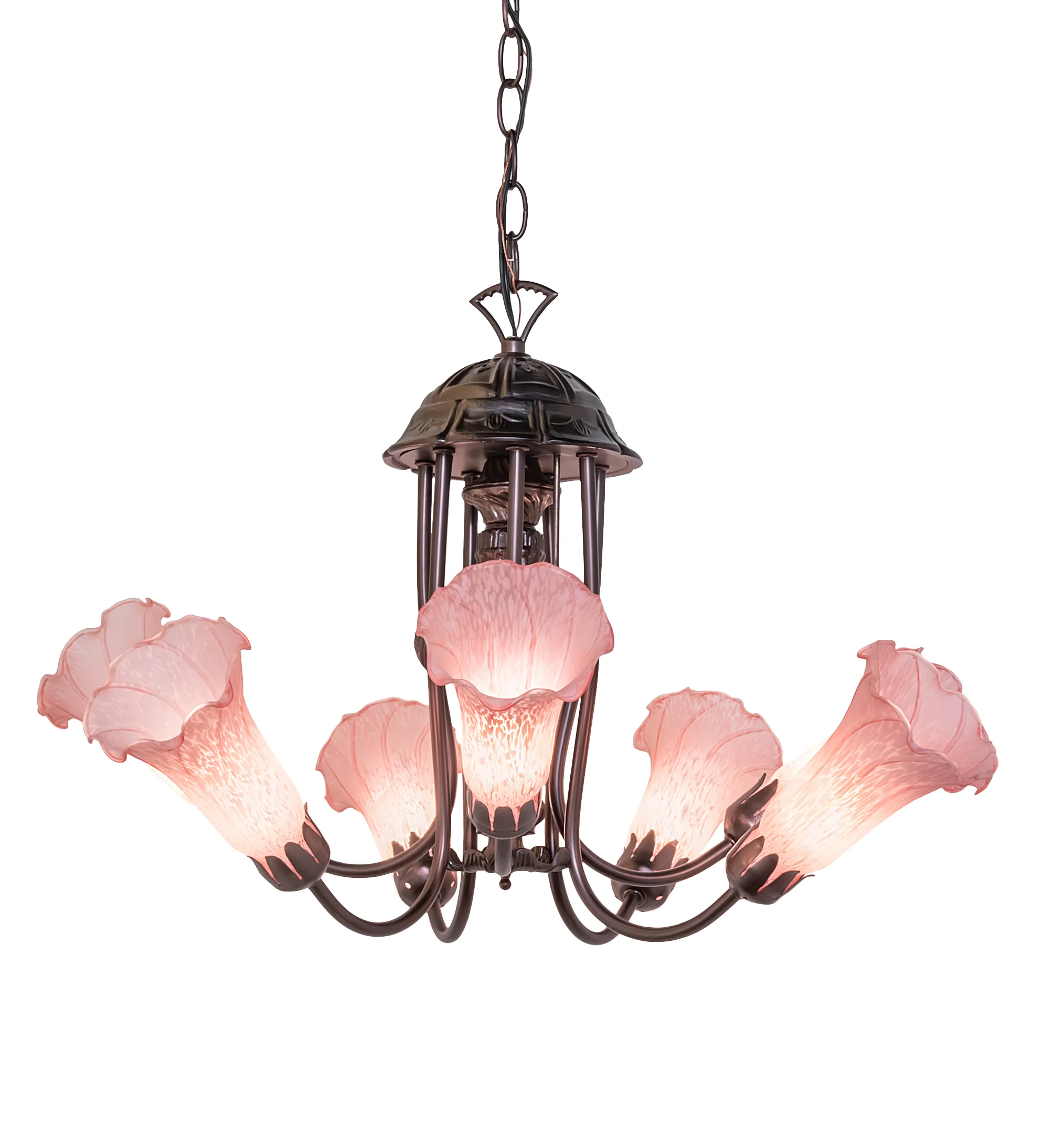 Pond Lily Seven Light Chandelier in Mahogany Bronze