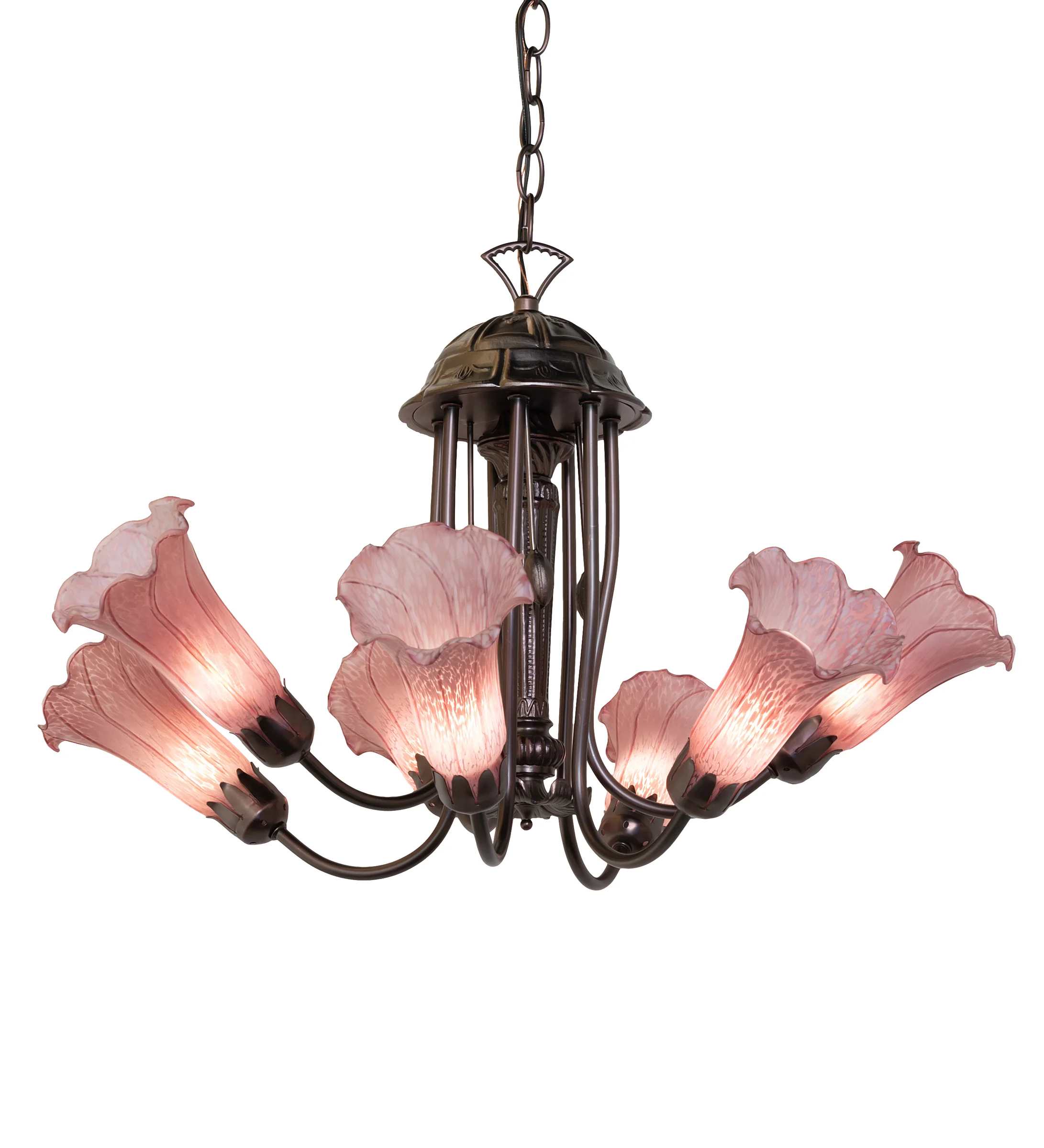 24" Wide Purple Tiffany Pond Lily 7 Light Chandelier