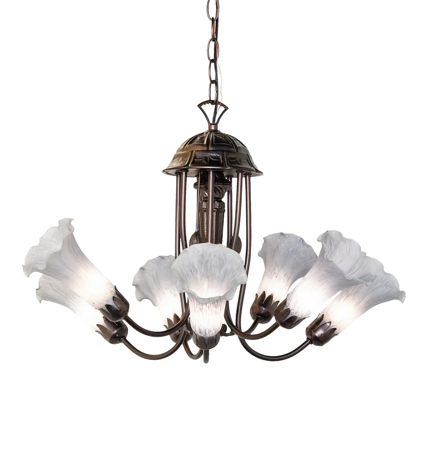 Gray Seven Light Chandelier in Mahogany Bronze