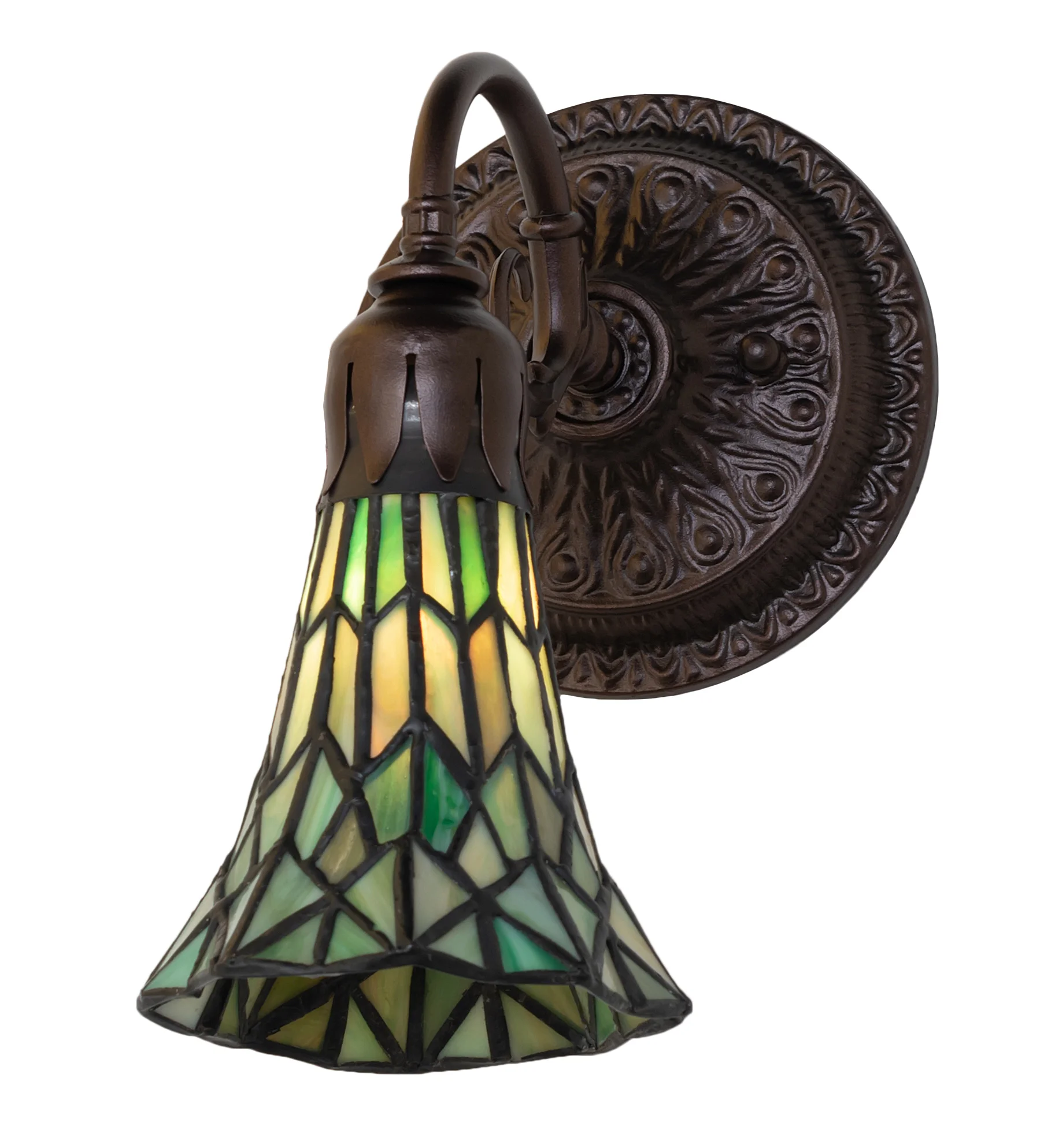 Stained Glass Pond Lily One Light Wall Sconce in Mahogany Bronze