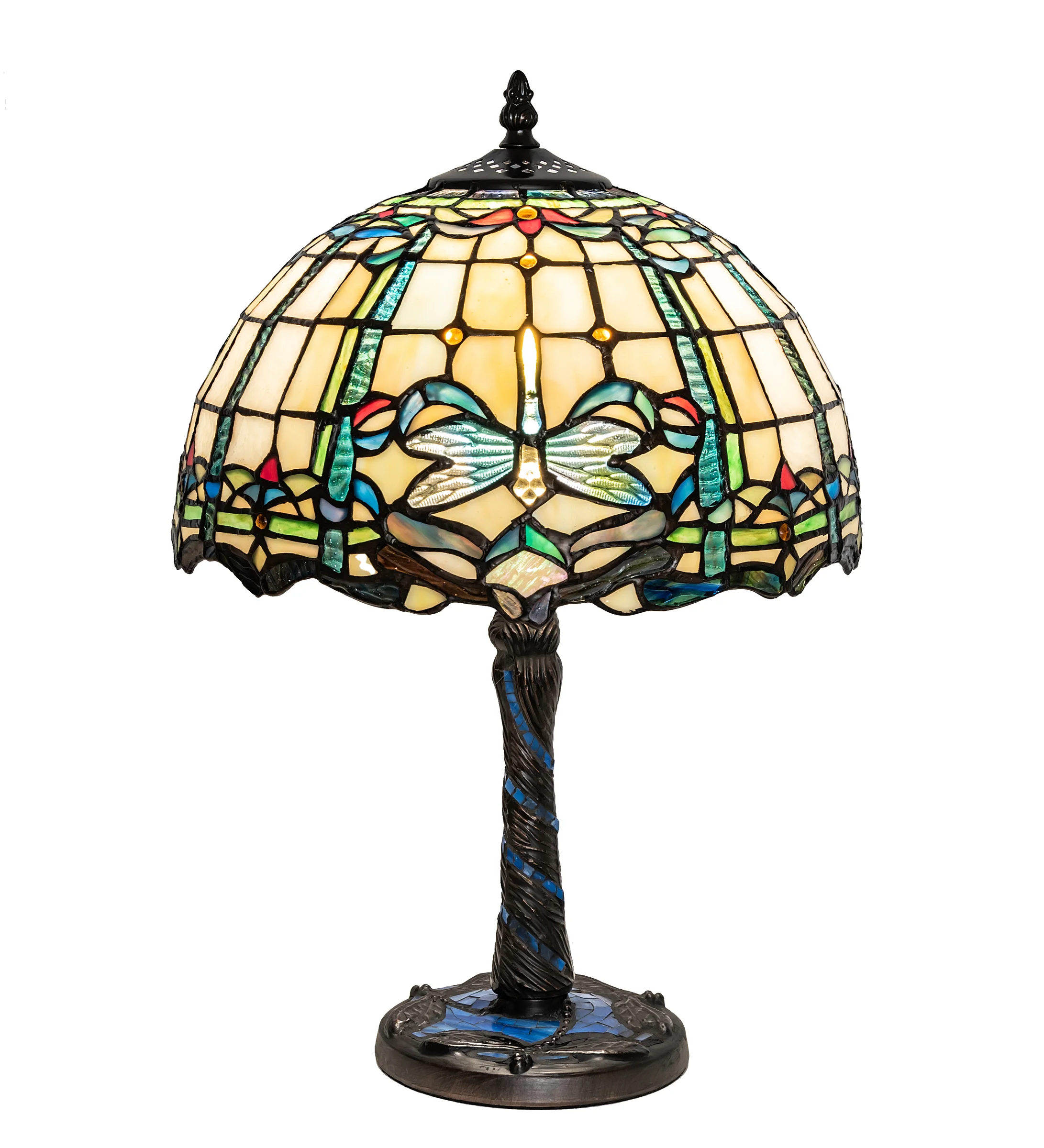 Dragonfly One Light Table Lamp in Blue Mosaic Tiles/Mahogany Bronze