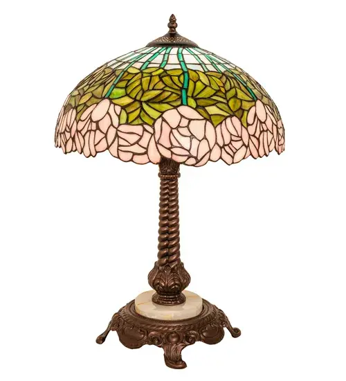 23" Wide Tiffany Cabbage Rose Table Lamp - Image 2