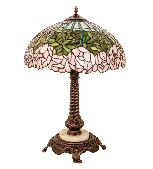 23" Wide Tiffany Cabbage Rose Table Lamp - Image 3