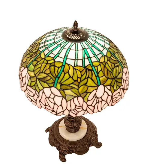 23" Wide Tiffany Cabbage Rose Table Lamp - Image 4