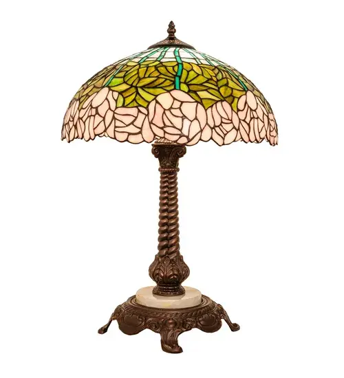 23" Wide Tiffany Cabbage Rose Table Lamp - Image 5