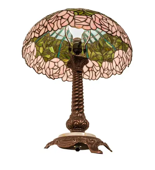 23" Wide Tiffany Cabbage Rose Table Lamp - Image 6