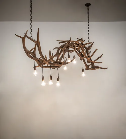 74" Long Antlers 8 Light Oblong Chandelier