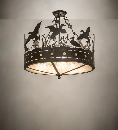 24" Wide Ducks in Flight Semi-Flushmount