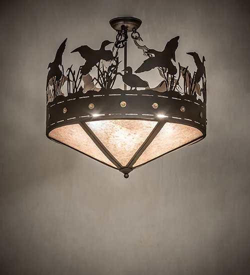 24" Wide Ducks in Flight Semi-Flushmount