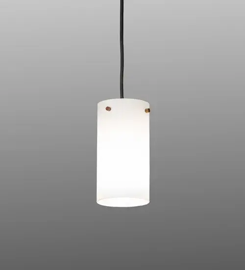A mesmerizing architectural design comes to light with the Cilindro Mini Pendant. The White Art Glass shade is enhanced with Antique Copper finished hardware and will complement any interior decor. Overall height ranges from 10 to 63 inches as the suspension cord can be adjusted in the field. The Cilindro White Glass Mini Pendant is included in our American manufactured; American designed Transitional Lighting Collection. UL and cUL listed for dry and damp locations. - alternate view