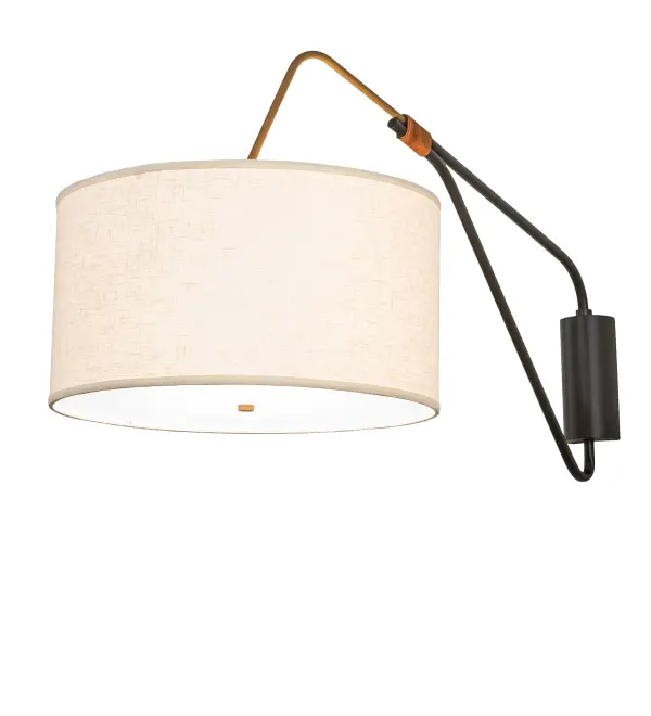 Designed with a curved profile and a clean architectural look; this appealing and versatile swing arm wall sconce reveals a sophisticated aesthetic. A White Linen shade is complemented with a Conrail Mist Idalight bottom diffuser. The hardware is finished in Solar Black with Gold Matte accents. The swing arm adjusts horizontally from 22 to 48.5 inches in width; and adjusts the depth from 44.5 to 48.5 inches from the wall. The Cilindro Swing Arm Wall Sconce is included in our American-made; American-designed; handcrafted Modern Collection and manufactured in Yorkville; NY. UL and cUL listed for dry and damp locations; however; we do not recommend installing it in spaces that experience a large amount of moisture due to the fabric shade. Featured in the Johns Hopkins Facility for Research; Education; and Public Engagement in Baltimore; Maryland; and designed by Rockwell Group.