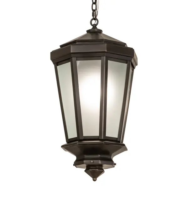 A regal charm and sophisticated elegance are combined to create the Wesleyan Pendant. This exquisite ceiling pendant features a Brass Lantern with a Black finish. The fixture is enhanced with a Frosted Clear Glass Lens. The overall height ranges from 33 to 152 inches as the chain can be adjusted in the field. The Wesleyan Pendant is included in our American-made; American-designed; handcrafted Transitional Collection and manufactured in Yorkville; New York. UL and cUL listed for dry; damp and wet locations.