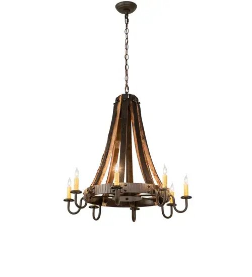 27" Wide Barrel Stave Madera 8 Light Chandelier - Image 2
