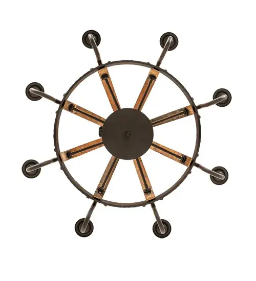 27" Wide Barrel Stave Madera 8 Light Chandelier - Image 7