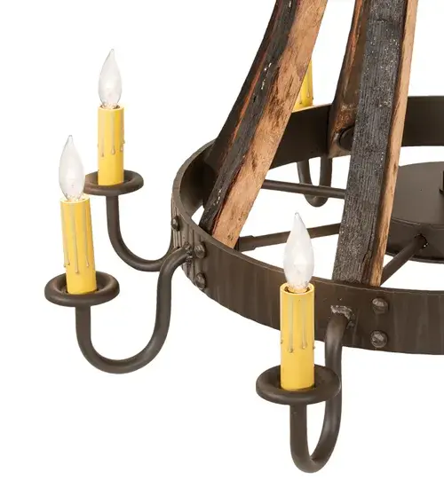 27" Wide Barrel Stave Madera 8 Light Chandelier - Image 9