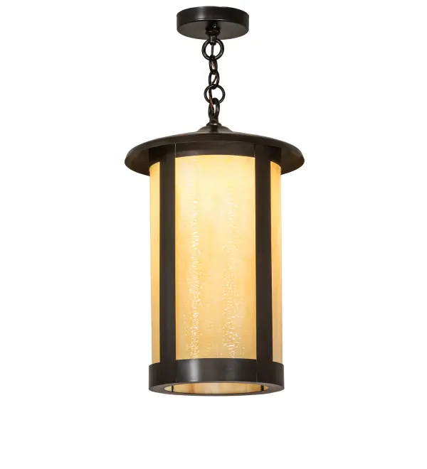 Handcrafted from Solid Brass with alluring rustic beauty. This stunning Craftsman Signature lantern features a Beige Art Glass lens enhanced with a Craftsman Brown finish. Display this pendant above tables and islands to illuminate the interiors of timber homes, modern farmhouses, and other spaces. The overall height ranges from 24 to 59 inches, and the chain can be easily adjusted on location to meet your lighting requirements. The Fulton Prime Pendant is included in our American-made, American-designed, handcrafted Craftsman Signature Series, manufactured in Yorkville, New York. UL and cUL listed for dry and damp locations. Our Build Your Own Craftsman Signature Series features unlimited combinations of styles. The collection is called Build Your Own because it is fully configurable and customizable from size and design to finish and lens color. Marine grade, solid brass, or copper raw materials are utilized to ensure items from the Craftsman Signature Series of outdoor and indoor lighting will stand the test of time, as these premium metals are impervious to most types of oxidation. Hand-applied Patina finishes on brass and copper are sealed with a clear varnish and over time, may require gentle maintenance, such as wax, to delay or reverse the natural living finish attributes indicative of this finishing process. Patina finishes on brass and copper provide strong resistance to fading from sun exposure, will not chip or crack, and will not rust like a steel-framed item in the same conditions. Choose from many style options, or send us your concept today! Call today to learn how to use the configuration tool available on our website for an instant item number! Collection: Fulton Finish: Craftsman Brown Glass: Beige Art Glass Width: 12.00" Height: 24.00" Length: 12.00" Weight: 10.00 lb Number of Bulbs: 1 Maximum Wattage: 60.00 W Bulb Type: A19 Bulb Base: E26 Material: Brass Country of Origin: USA Safety Rating: Damp