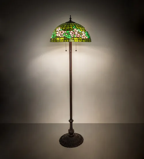 62" High Tiffany Banded Dogwood Floor Lamp