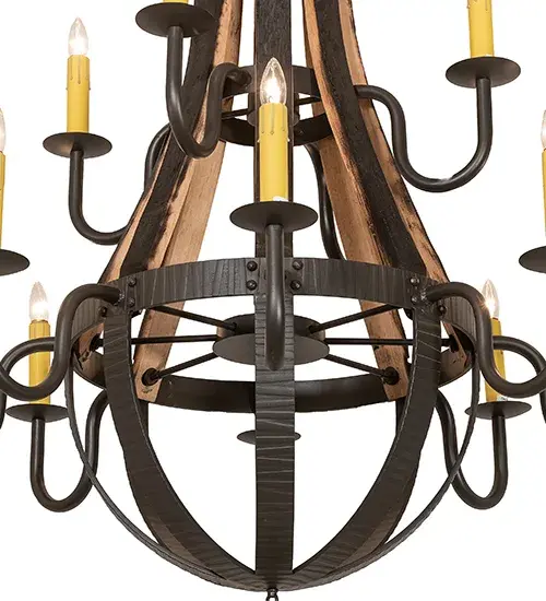 44" Wide Barrel Stave Madera 12 Light Two Tier Chandelier - Image 4