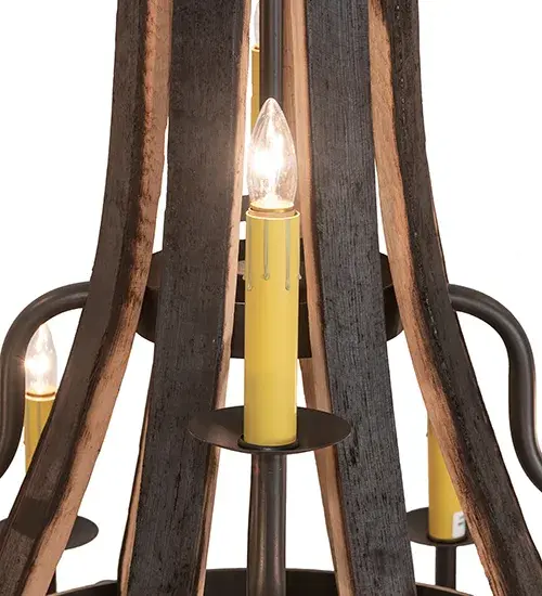 44" Wide Barrel Stave Madera 12 Light Two Tier Chandelier - Image 5