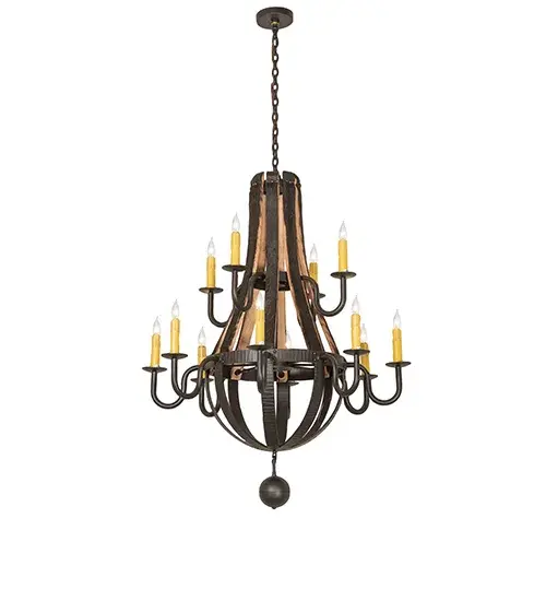 44" Wide Barrel Stave Madera 12 Light Two Tier Chandelier - Image 7