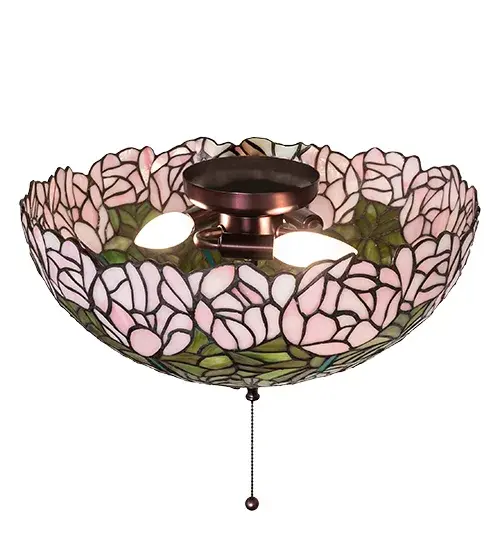 16" Wide Tiffany Cabbage Rose Fan Light Fixture - Image 4