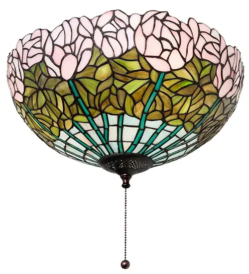 16" Wide Tiffany Cabbage Rose Fan Light Fixture - Image 6