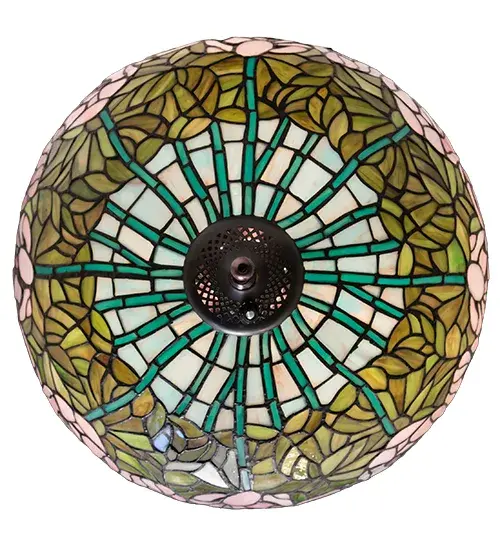 16" Wide Tiffany Cabbage Rose Fan Light Fixture - Image 7
