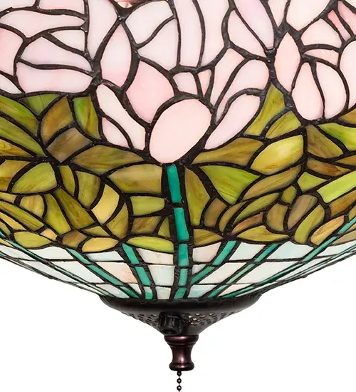 16" Wide Tiffany Cabbage Rose Fan Light Fixture - Image 8