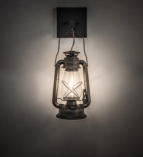 7" Wide Miners Lantern Wall Sconce