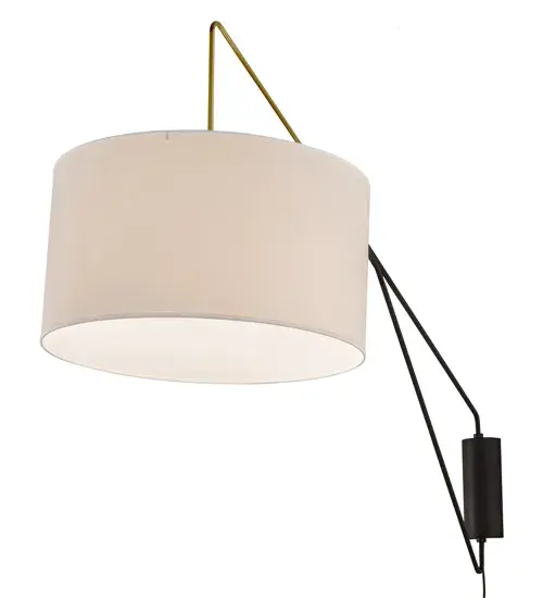 Designed with a curved profile and a clean architectural look, this appealing and versatile swing arm wall sconce reveals a sophisticated aesthetic. A White Textrene shade is complemented with hardware finished in Solar Black with Brass accents. The swing arm adjusts horizontally from 22 to 73 inches in width, adjusts vertically from 31.5 to 38.5 inches in height, and adjusts the depth from 28 to 73 inches from the wall. Handcrafted in our 180,000 square foot manufacturing facility in Upstate New York, this adjustable sconce is available in a wide range of custom choices including various designs, colors, sizes and dimmable energy efficient lamping options such as LED. The fixture is UL and cUL listed for damp and dry locations. Collection: Cilindro Finish: Solar Black/Brass Glass: White Linen Textrene Width: 22.00" Height: 31.50" Length: 28.00" Weight: 8.00 lb Extension from Wall: 28.00" Number of Bulbs: 1 Maximum Wattage: 12.00 W Bulb Type: A19 Bulb Base: E26 Light Source: LED Material: Steel Country of Origin: USA Safety Rating: Dry LED - alternate view