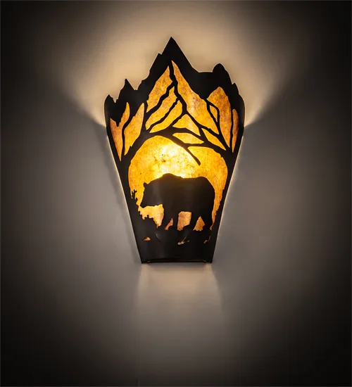 8" Wide Bear at Dawn Left Wall Sconce