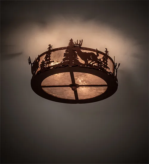 16" Wide Deer at Dusk Fan Light Fixture