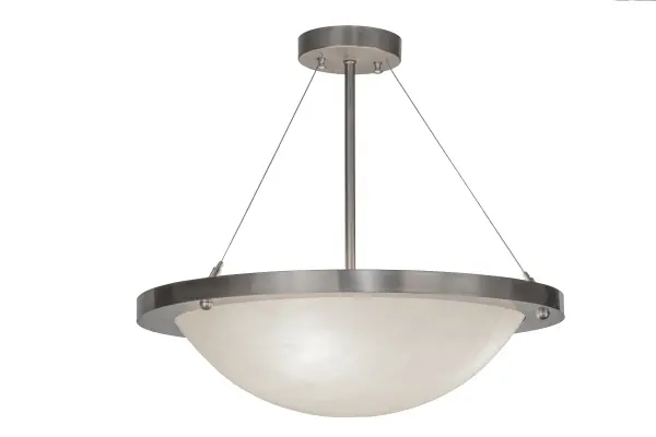 Add a dramatic handcrafted element to interior spaces while providing beautiful ambient lighting. Catalina features stunning Opaque White art glass with a frame and hardware finished in Brushed Nickel for a distinctive centerpiece in any room. Engineered for a 277-volt use in commercial environments; the fixture was custom crafted in the Yorkville; New York manufacturing facility.