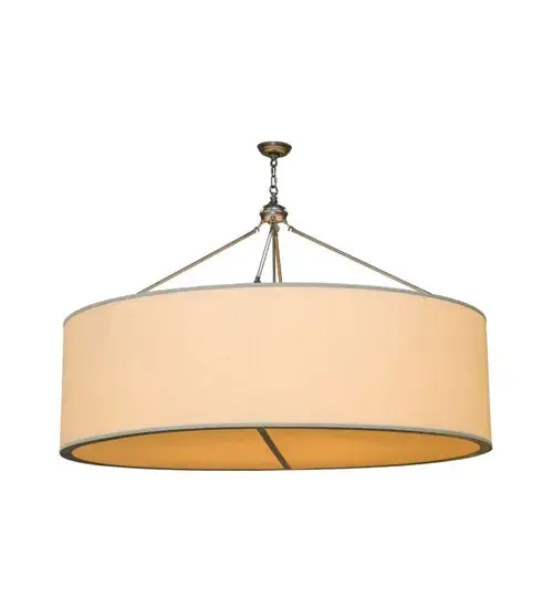 Designed with a curved profile and a clean architectural look; this appealing and versatile ceiling fixture defines a sophisticated aesthetic. This pendant features an Eggshell Textrene shade enhanced with a matching bottom diffuser. The hardware is featured in a Nickel powdercoated finish. Handcrafted by highly skilled artisans in our manufacturing facility in Upstate New York; this transitional styled pendant is available in a wide range of custom choices including various designs; colors; sizes and dimmable energy efficient lamping options such as LED. This fixture is UL and cUL listed for damp and dry locations. - alternate view