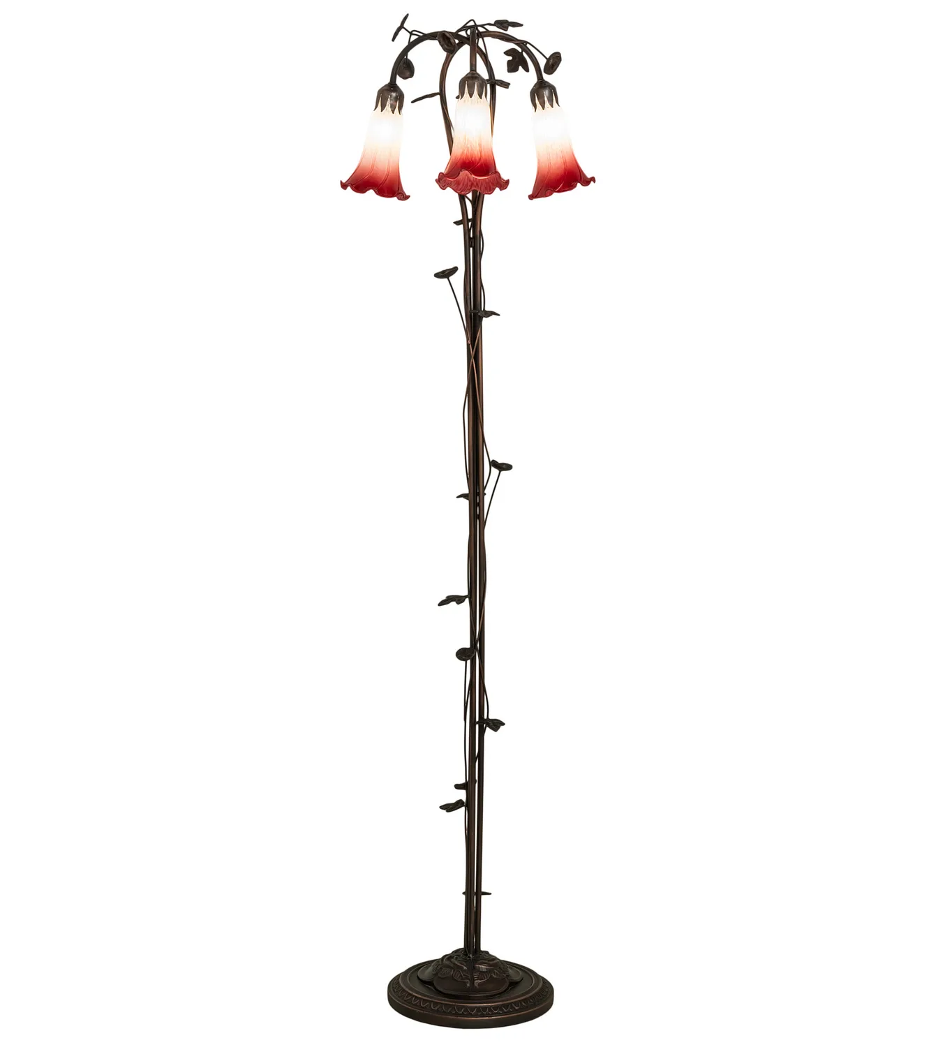 Pink/White Three Light Floor Lamp in Mahogany Bronze
