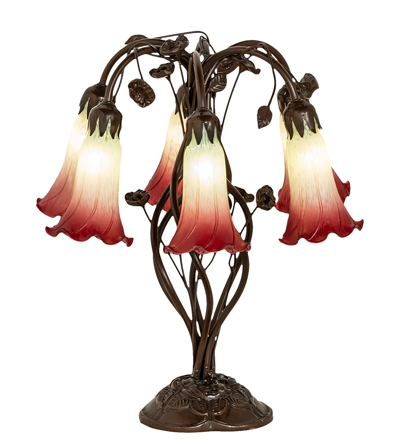 Seafoam/Cranberry Six Light Table Lamp in Mahogany Bronze