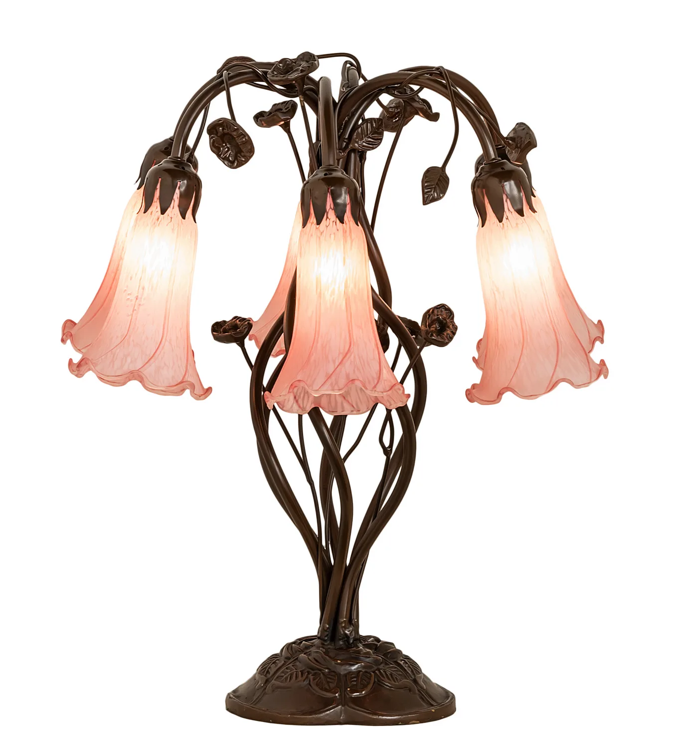 Pink Six Light Table Lamp in Mahogany Bronze