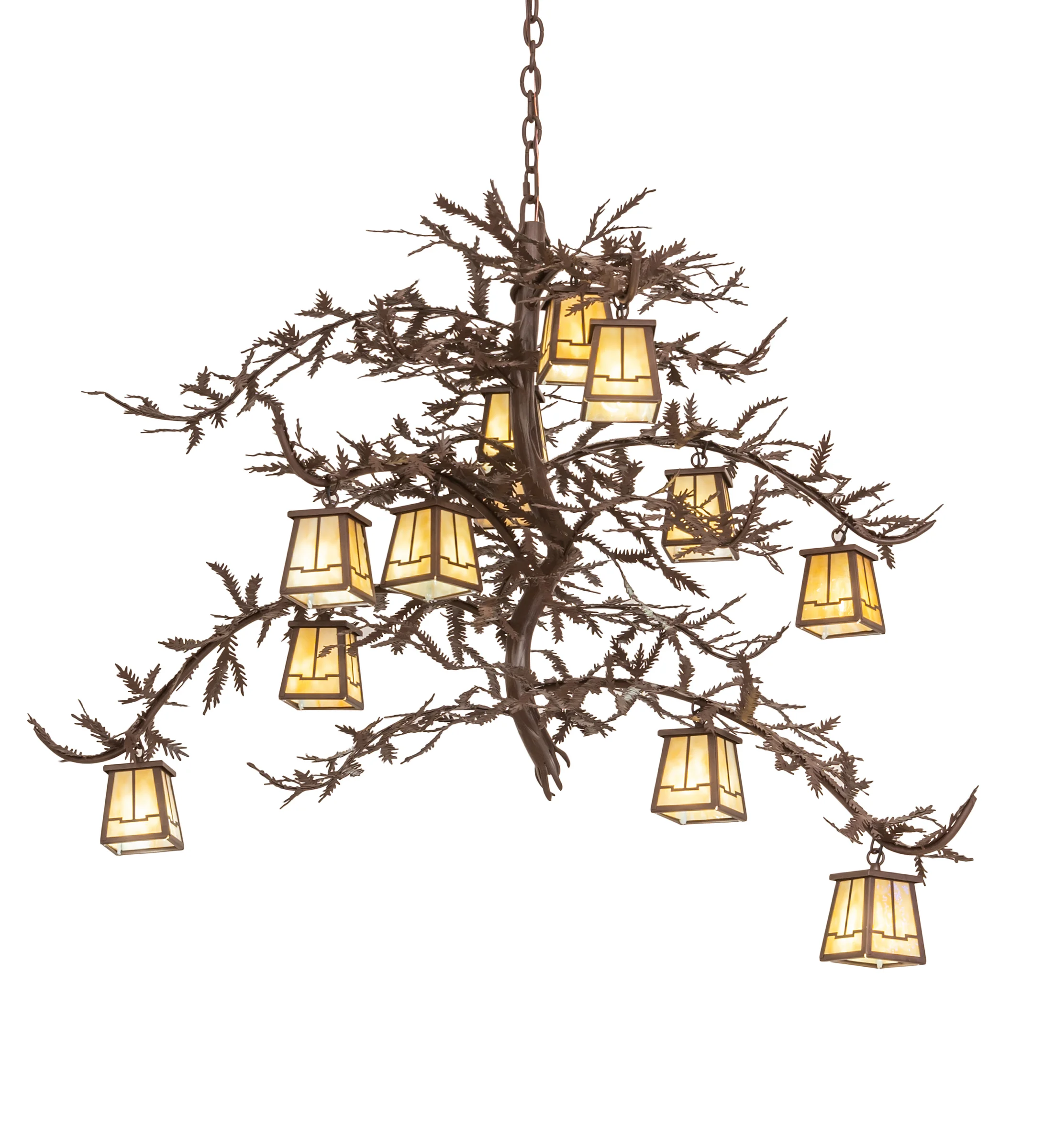 Pine Branch 12 Light Chandelier in Caf Noir