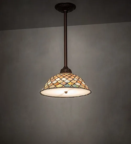 12" Wide Tiffany Fishscale Pendant