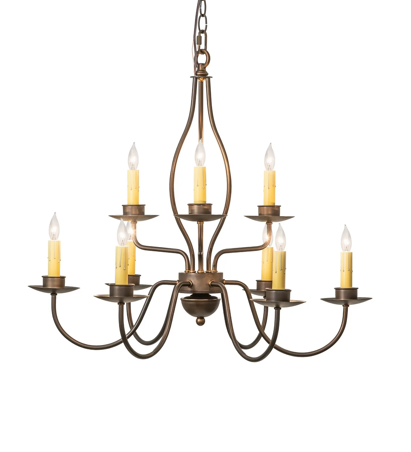 Earl Nine Light Chandelier in Antique Copper