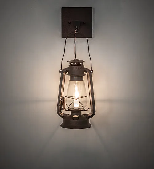7" Wide Miners Lantern Wall Sconce